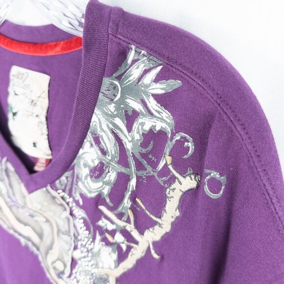 Ruthless Art Short Sleeve V Neck Shirt Womens 3XL Purple Bling Eclectic Y2K - Picture 15 of 16
